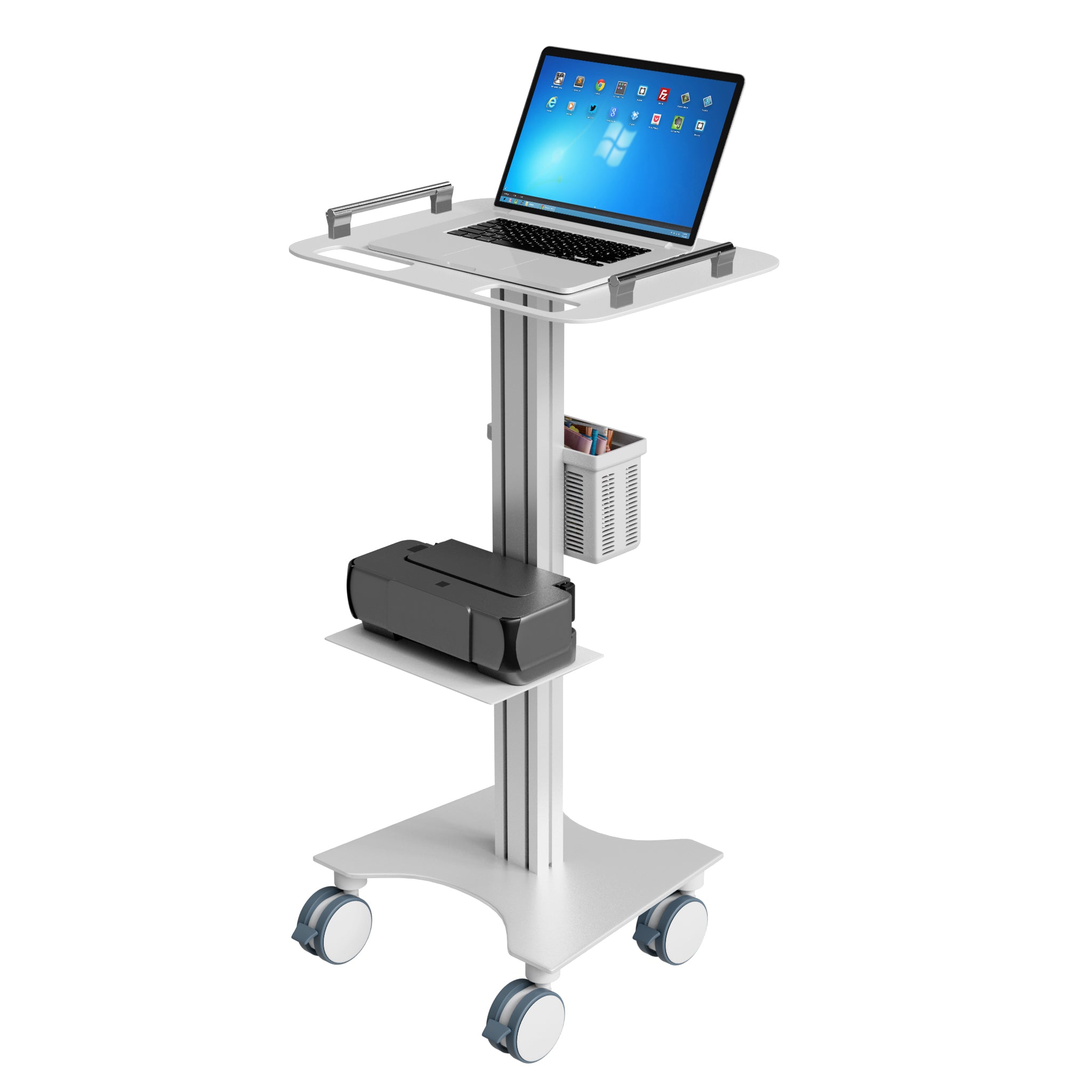 Mobile Laptop Cart/Laptop Table, Portable Stand with Lockable Wheels ...