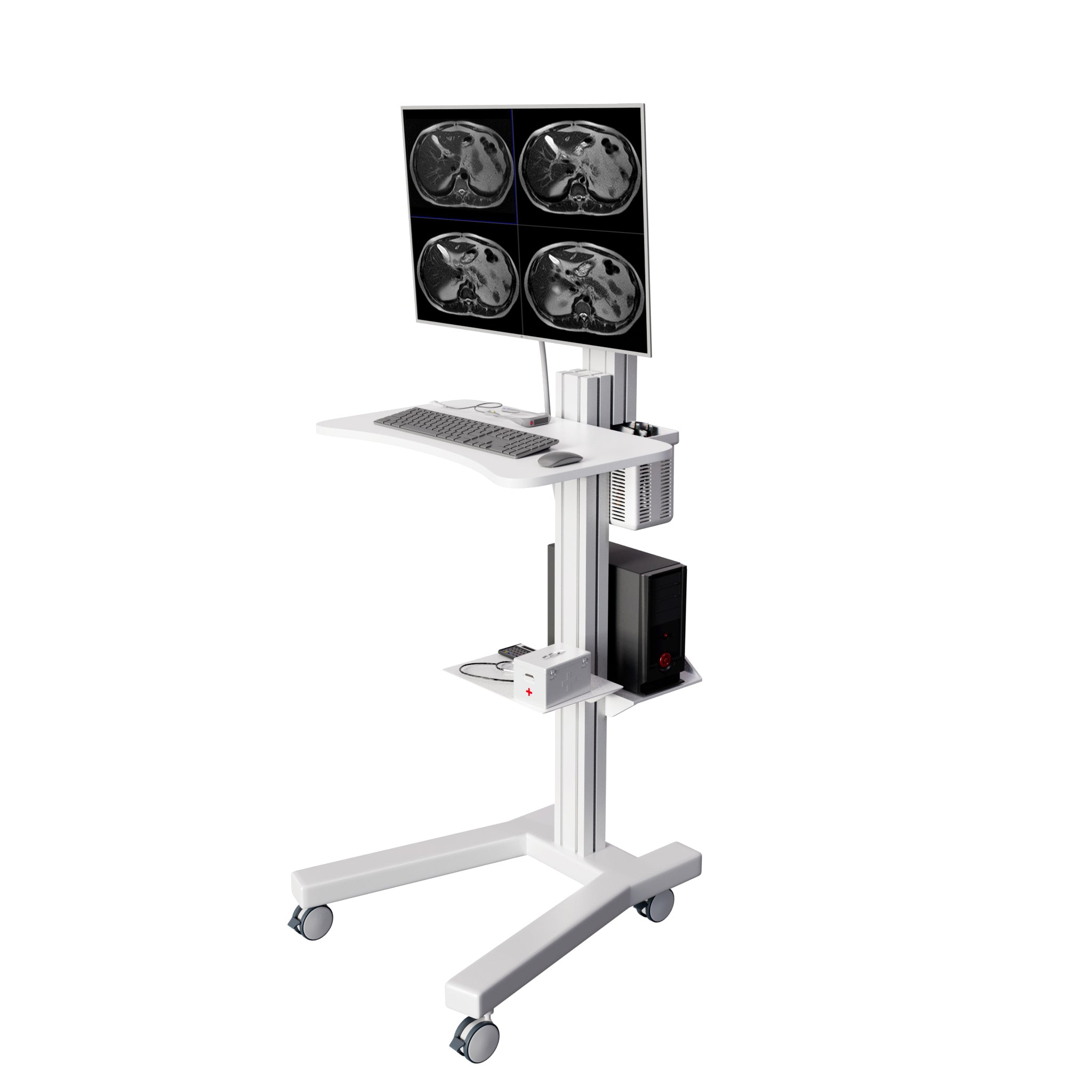 Computer Mobile Cart, White (MCT09-W) - Rife Technologies