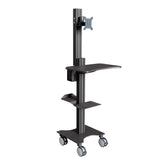 Sit Stand Mobile Workstation with Height Adjustments and Keyboard Tray, Optional CPU Holder, Printer Shelf, Basket, Black (MCT10B)