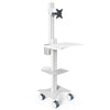 Sit Stand Mobile Workstation with Height Adjustments and Keyboard Tray, Optional CPU Holder, Printer Shelf, Basket White (MCT10W)