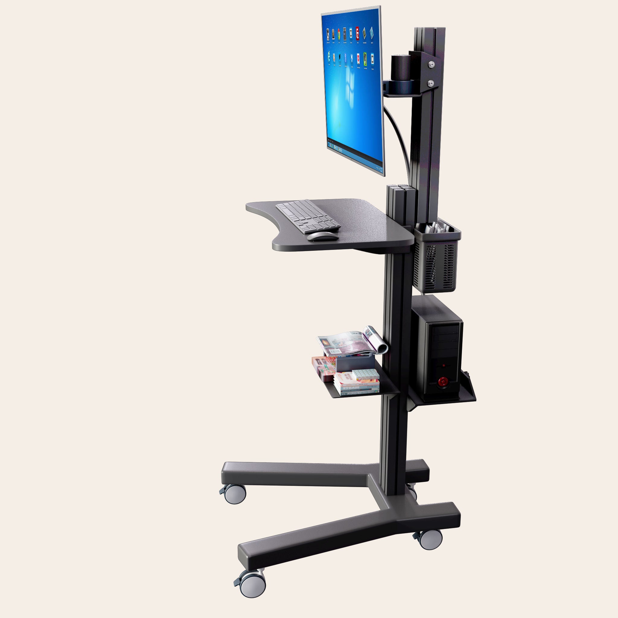 Computer Mobile Cart, Black (MCT09-BLK) - Rife Technologies