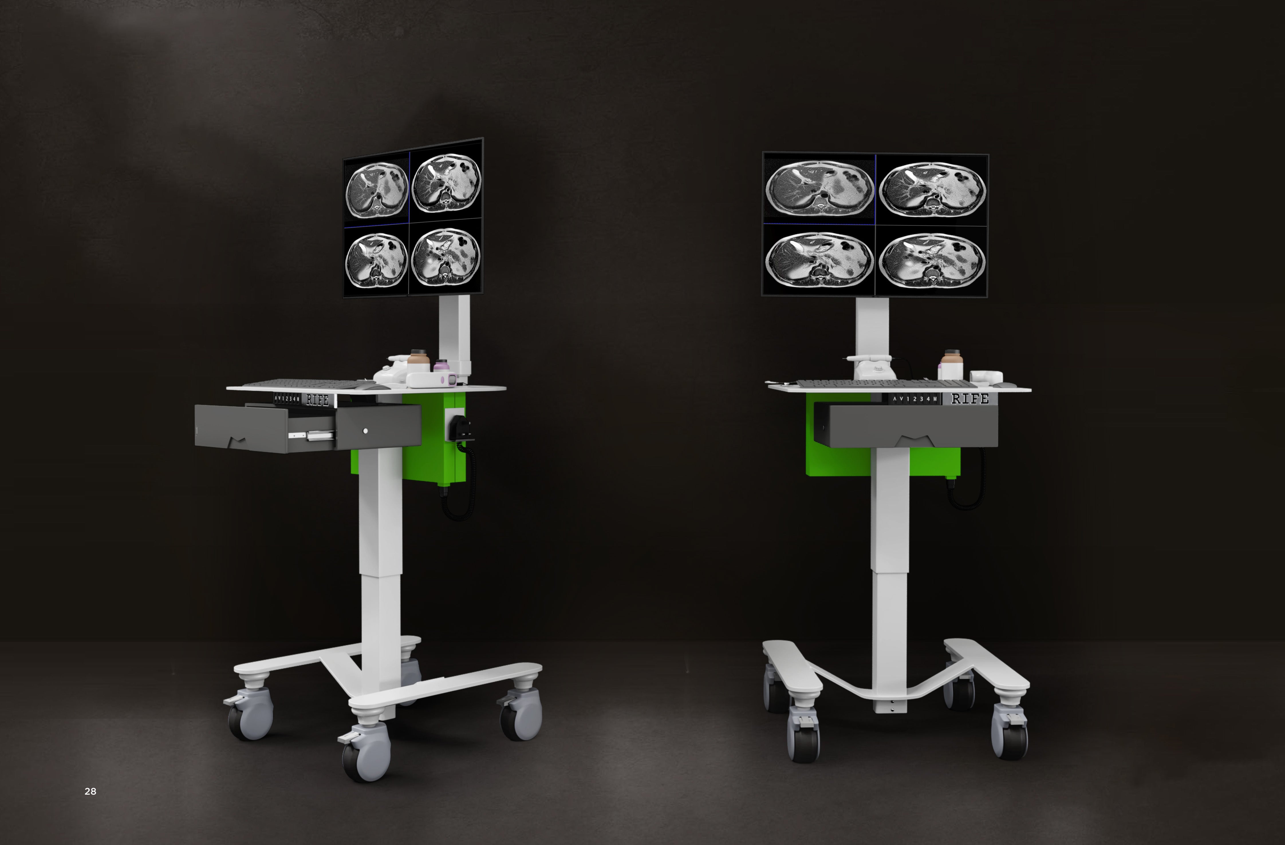 MHS5 Compact Bedside Monitor Cart with Storage Drawer