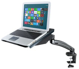Full Motion Articulation Gas Spring Laptop Desk Stand Arm - Height Adjustable Notebook Riser, Silver/Black (NAGS)