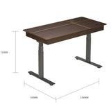 Dual Motor Electric Sit to Stand Workstation with Embedded Pull-Out Drawer, Height Adjustable with Supportive Legs, Smoky Wood Veneer Top (R20122-01 Basic)