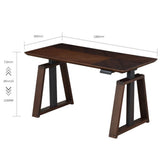 Single Motor Electric Sit to Stand Workstation, Height Adjustable with Supportive Legs, Parquet Smoke Wood Veneer (R3032)