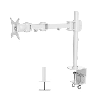 Single Monitor Desk Mount Single LCD Monitor Desk Mount Stand Fully Adjustable/Tilt/Articulating for 1 Screen up to 27", 5 Years Warranty (Model RC1E-W)