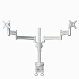 Dual Monitor Desk Mount Stand, Full Motion Compute Monitor Arm Mount for 2 LCD Screens up to 26 Inch, Dual Monitor Stand with C-Clamp, 5 Years Warranty, Silver (RCD-PRM)