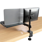 Desktop Dual LCD Laptop Mount Fully Adjustable Single Computer Monitor and Desk Combo Black Stand, 13" to 27" Screens, 5 Years Warranty RCLM