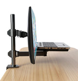 Desktop Dual LCD Laptop Mount Fully Adjustable Single Computer Monitor and Desk Combo Black Stand, 13" to 27" Screens, 5 Years Warranty RCLM