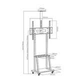 Heavy Duty Mobile TV Cart for 62 to 100 Inch LED/LCD TV Screens, 80 KG Load Capacity, 900x600mm Max VESA, Black (R180)