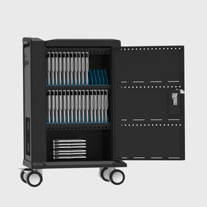 Tablet Charging Cabinet/Cart Suitable for Tablets up to 11 Inches, 32-BIT Workstation, Black (RM32)