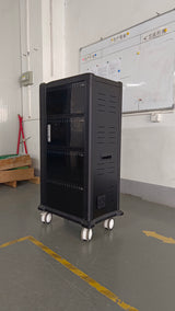 Tablet Charging Cabinet/Cart Suitable for Tablets up to 11 Inches, 64-BIT Workstation, Black (RM64)
