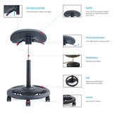 Ergonomic Height Adjustable Gas Lift Saddle Stool with Cushion Seat, Tilting Adjustable & Five Star Base, Black (RS28)