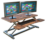 Wooden Color Top Instant Standing Desk Sit-Stand Desk Converter for Laptop, 1 or 2 Desktop, Stepless Any height lock Height Adjustable, Ergonomic, Gas Spring, Easy Installation RTEW