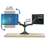 Dual Monitor Stand Monitor Mount, Fits 13 to 27 Inch Computer Screens Free Standing, Tilt/Swivel/Height Adjustable Arms, VESA Compatible, Black (2MSFG)