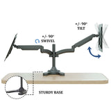 Dual Monitor Stand Monitor Mount, Fits 13 to 27 Inch Computer Screens Free Standing, Tilt/Swivel/Height Adjustable Arms, VESA Compatible, Black (2MSFG)