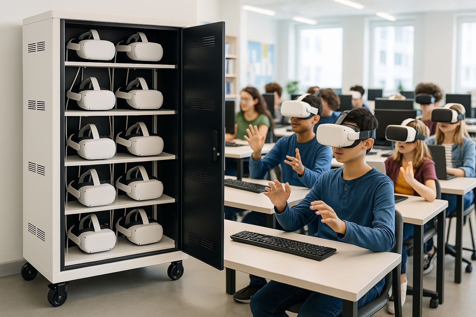VR Headset Charging Cart & Storage Cabinet