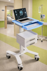 HSL-7 Premium Point-of-Care Laptop Cart - Telescopic Aluminum Workstation