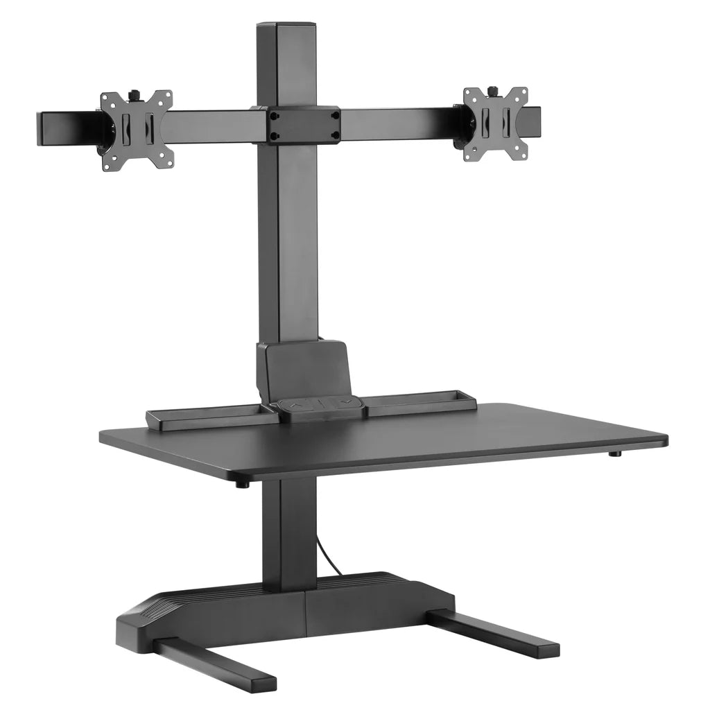 Dual 17"-32" Monitor Mount Electric ErgonomicHeight Adjustable Sit-Stand Desk Converter Workstation - Black, Model No (RTELVE-D)