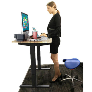 Manual Hand Cranked Height Adjustable Sit Stand Desk, Steel Frame with Rustic Wooden Tabletop, 3 Years Warranty (CT-AL)