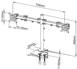 Dual LCD LED Monitor Desk Mount Stand Heavy Duty Fully Adjustable Arm fits 2 / Two Screens up to 27", 5 Years Warranty (Model RC2E)