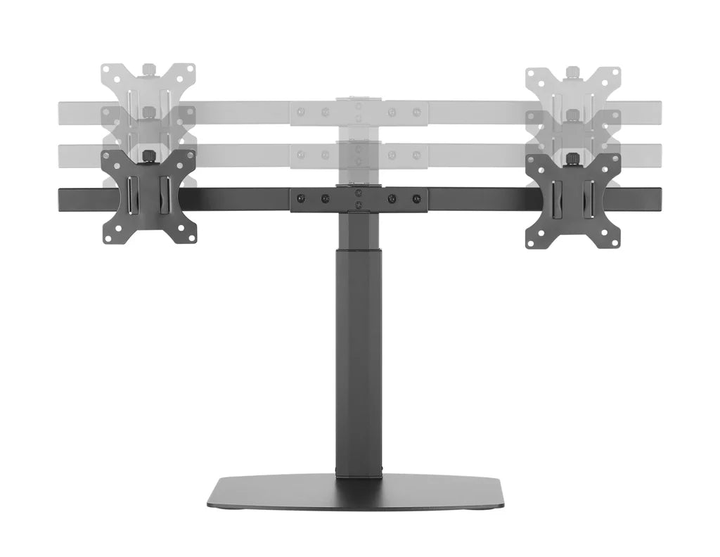 Freestanding Pneumatic Vertical Lift Dual Monitor Stand - Adjustable Monitor Mount, Fits 2 Screens up to 27 Inch, Holds up to 6 kgs per Arm, 5 Years Warranty, (EFBGD)