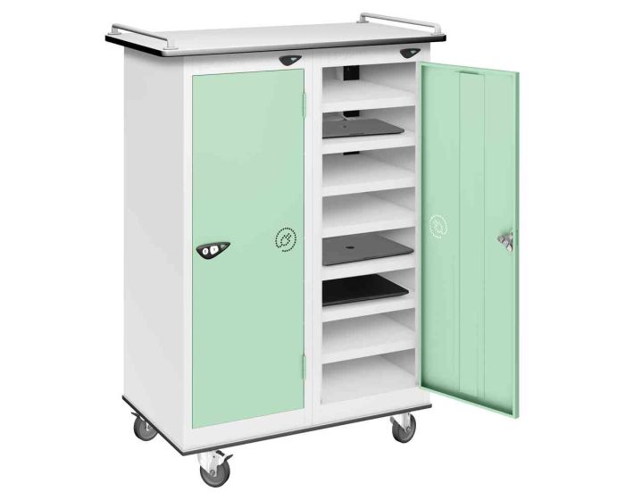 Laptop Storage cum Charging Locker Trolley | 16 shelf