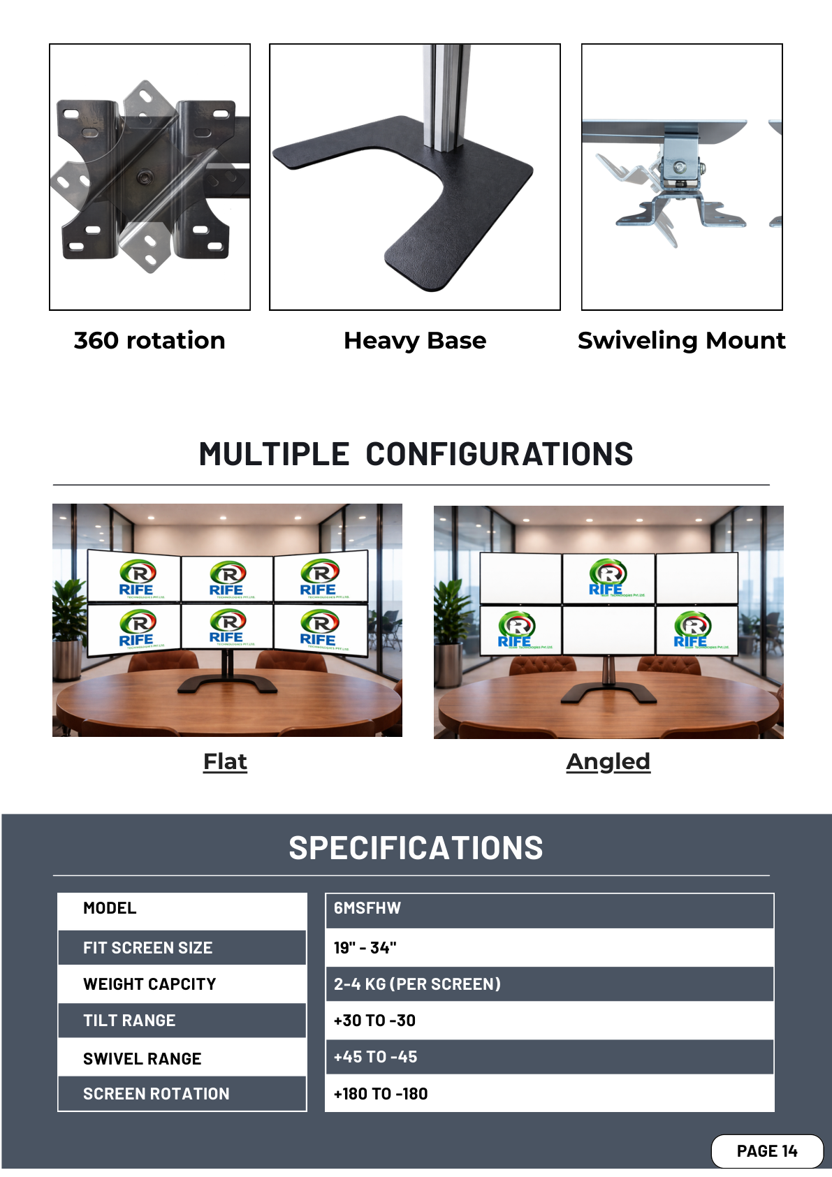 RIFE Heavy Duty Monitor Stand 6MSFHW