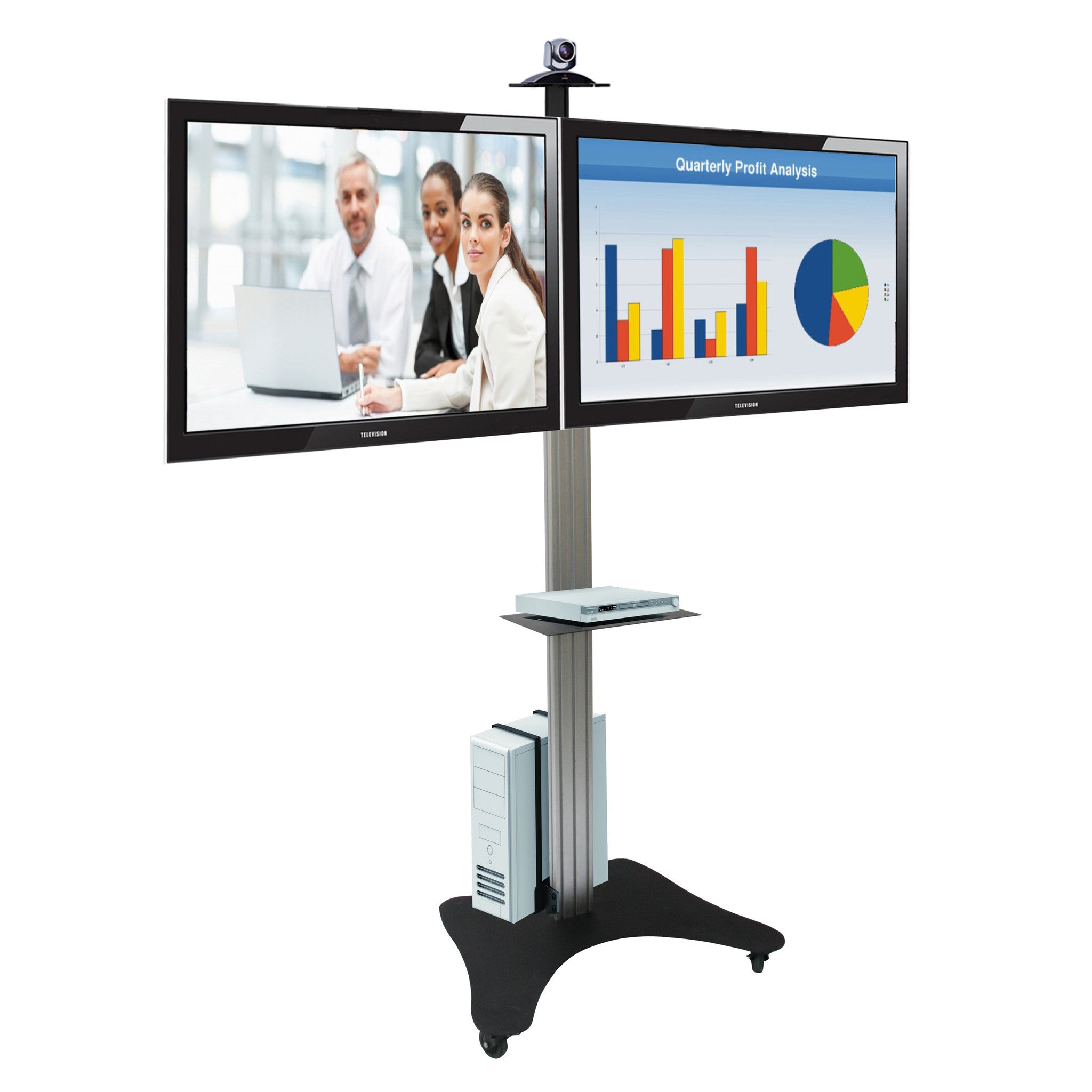 LCD Double TV Floor Stand Trolley (UPT2)- 1