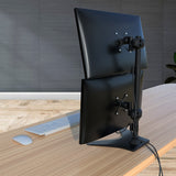 Dual Vertical Array LED/LCD Monitor Stand, Free-Standing Desk Mount for 2 / Two Screens up to 24 inch Extra Tall 27.5 inch Pole, Heavy Duty Fully Adjustable Stand, 5 Years Warranty, Black (2MSFVB-T)