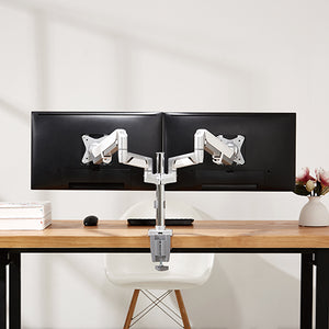 Dual Monitor Height Adjustable Gas Spring Desk Mount Stand Fits 17"-32" LCD LED Monitors ! Aluminium material Heavy duty, 5 Years Warranty (2MS-GLP)