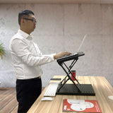 Renewed Ergonomic Design Multi Level Height Adjustable Laptop Stand, Sit-stand, Table Top, Black (RN-LSP6)