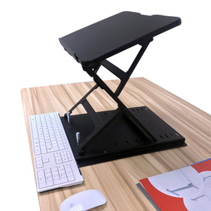 Renewed Ergonomic Design Multi Level Height Adjustable Laptop Stand, Sit-stand, Table Top, Black (RN-LSP6)