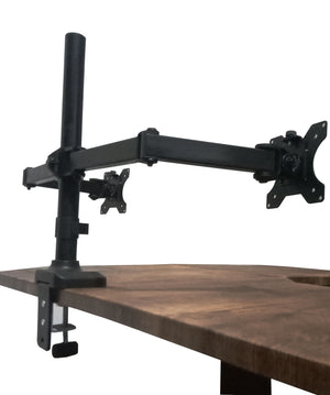 Dual Monitor Mount, Two Heavy Duty Full Motion Adjustable Arms Fit 2 Computer Screens 17 19 20 21 22 24 27 Inch, VESA 75 or 100mm, C-Clamp Base, 5 Years Warranty, 5 Years Warranty, Black (EC2)