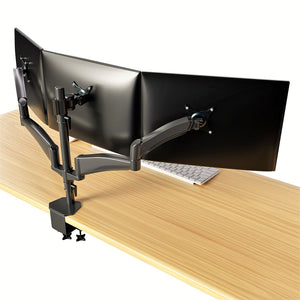 Gas Spring Triple Monitor Desk Mount Arm/Stand, Fully Adjustable Arms, Fits up to 27" Screens, 5 Years Warranty, Black (3MSG)