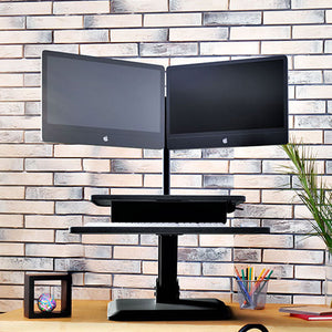 Dual Monitor Sit Stand Workstation Desk Converter with Two Monitor Arm Model No (RDF DUAL)