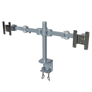 Dual LCD LED Monitor Desk Mount Stand -Fully Adjustable Arm fits 2 Screens up to 27", 5 Years Warranty, Silver (RC2ES)