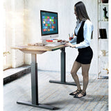 Single Motor Electric Standing Desk, Fixed Width Sit Stand Home Office Workstation with Rustic Wooden 120 by 60cm Table Top, 3 Years Warranty (SM1)
