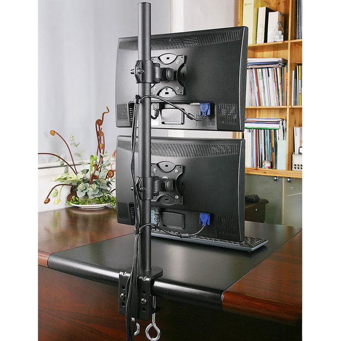 RIFE 2MSCTV Vertical Dual Monitor Stand – Clamp, up to 27″