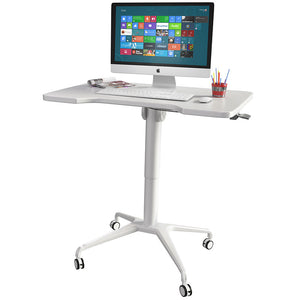 Rife Standing Folding Workstation, Sit Stand Mobile Desk with Height Adjustable from 75cm to 112.5cm, Supports up to 15 Kgs, White (LPTGE)