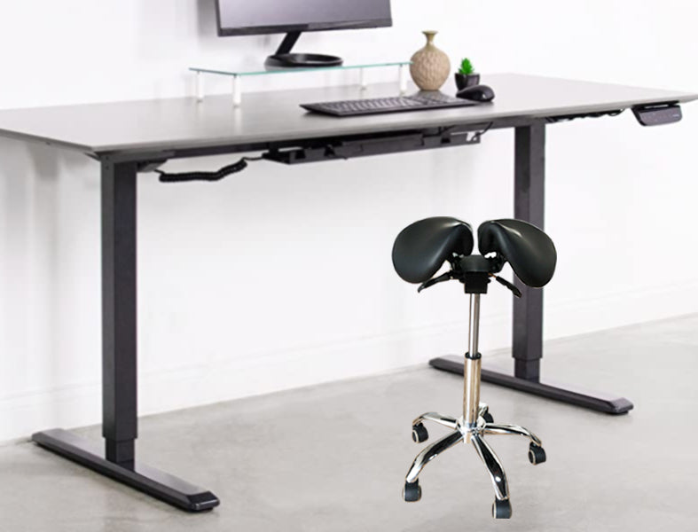 Ergonomic Adjustable Rolling Active Chair, Saddle Seat and AngleAdjustment, Black (R4008)