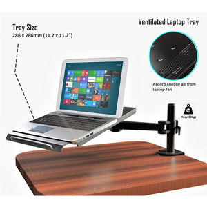 Fully Adjustable Extension with C-Clamp Single Laptop Notebook Desk Mount Stand, Black (RCLAPTOP)