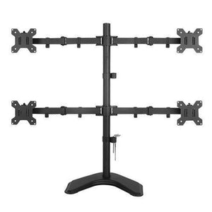 Quad Monitor Desk Stand Mount Full Motion Articulating Arm 4 LCD Computer Displays, 5 Years Warranty (Black) EF004