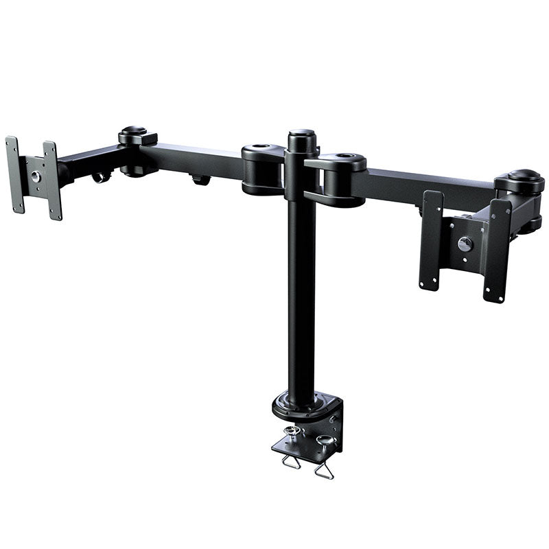HeavyDuty Dual Monitor Stand, Clamp on Base, Fully Adjustable Wide Ar