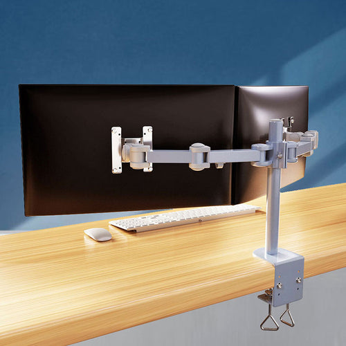 Dual LCD LED Monitor Desk Mount Stand -Fully Adjustable Arm fits 2 Screens up to 27