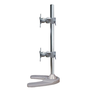 Dual Monitor Desk Stand Free-Standing LCD Mount, Holds in Vertical Position 2 Screens up to 27-inch, 5 Years Warranty, Silver (2MSFVS)
