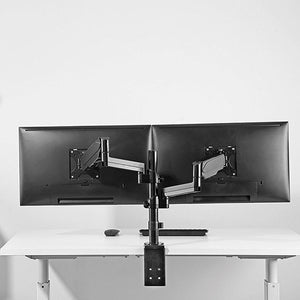 Dual Height Adjustable Monitor Stand, Desk Mount for Two LCD Computer Flat Screens, VESA 75 and 100 Fits 22, 23, 24, 27 Inch, Gas Spring, Full Motion, 5 Years Warranty (2MSGB)