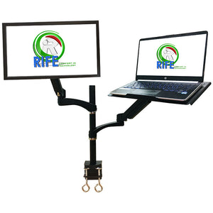 Dual Arm Monitor & Laptop Mount - Heitgh and Angle Adjustment, 18" Pole, 5 Years Warranty (NA-G DC)