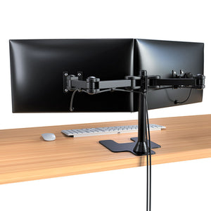 Freestanding Dual Monitor Mount, Fully Articulating Heavy-Duty Broad Arms, Compatible for Two Screens up to 32 inches with Standards 75 * 75mm and 100 * 100mm VESA Holes, 5 Years Warranty, Black (2HDF)