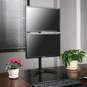 Dual Monitor Desk Stand Free-Standing LCD Mount, Holds in Vertical Position 2 Screens up to 30", 5 Years Warranty (EF002V)